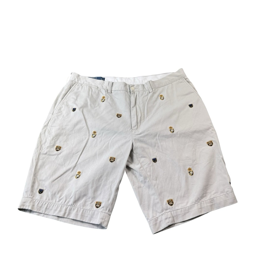 Polo Ralph Lauren Tan Crest Embroidered Chino Mens Shorts Size 38